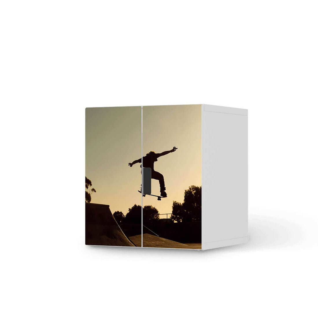 Selbstklebende Folie Skater - IKEA Stuva Schrank - 2 kleine Türen  - weiss