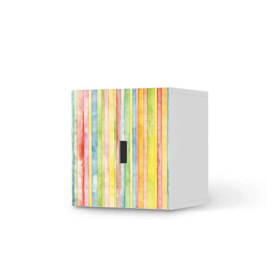 Selbstklebende Folie Watercolor Stripes - IKEA Stuva Schrank - 2 kleine Türen  - weiss