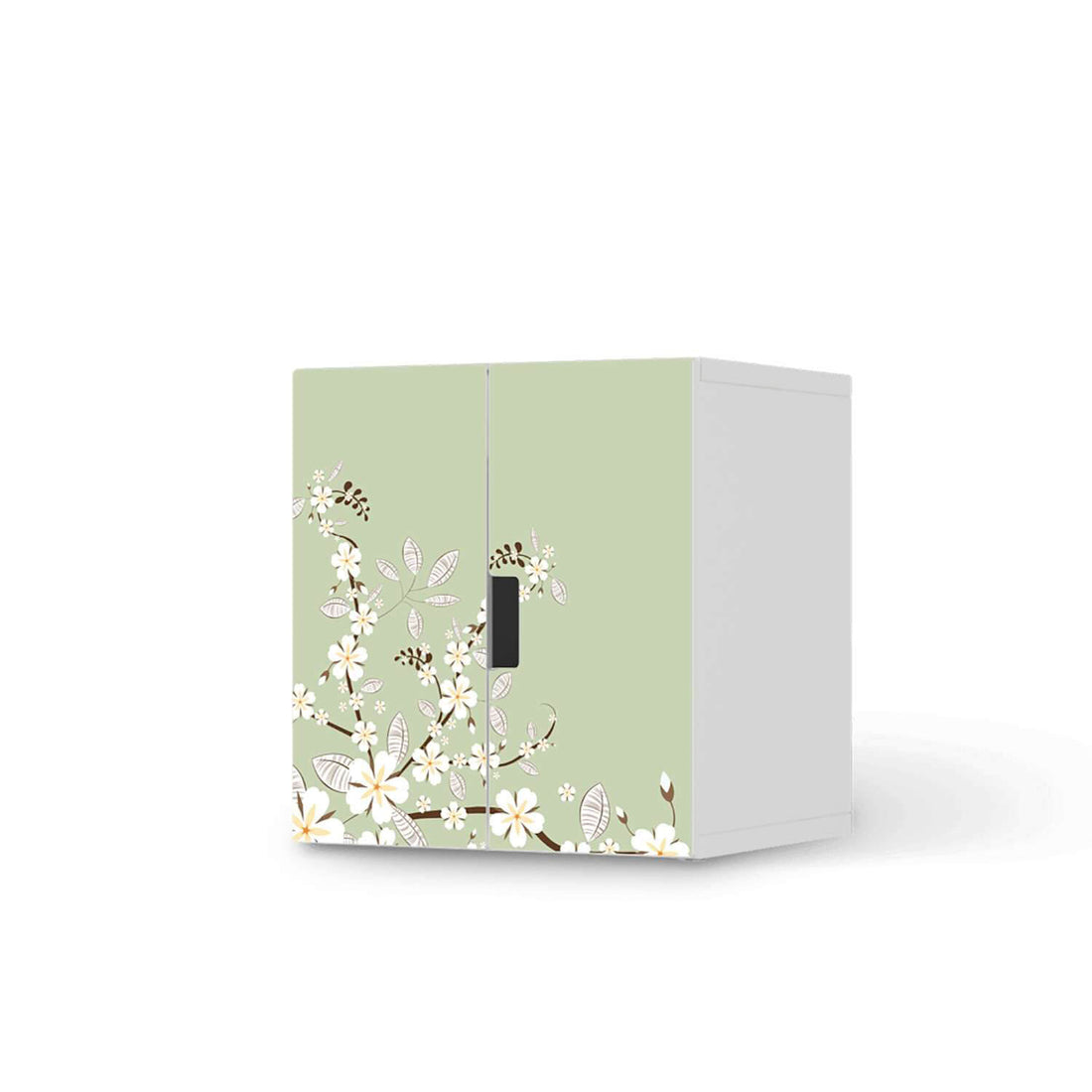 Selbstklebende Folie White Blossoms - IKEA Stuva Schrank - 2 kleine Türen  - weiss