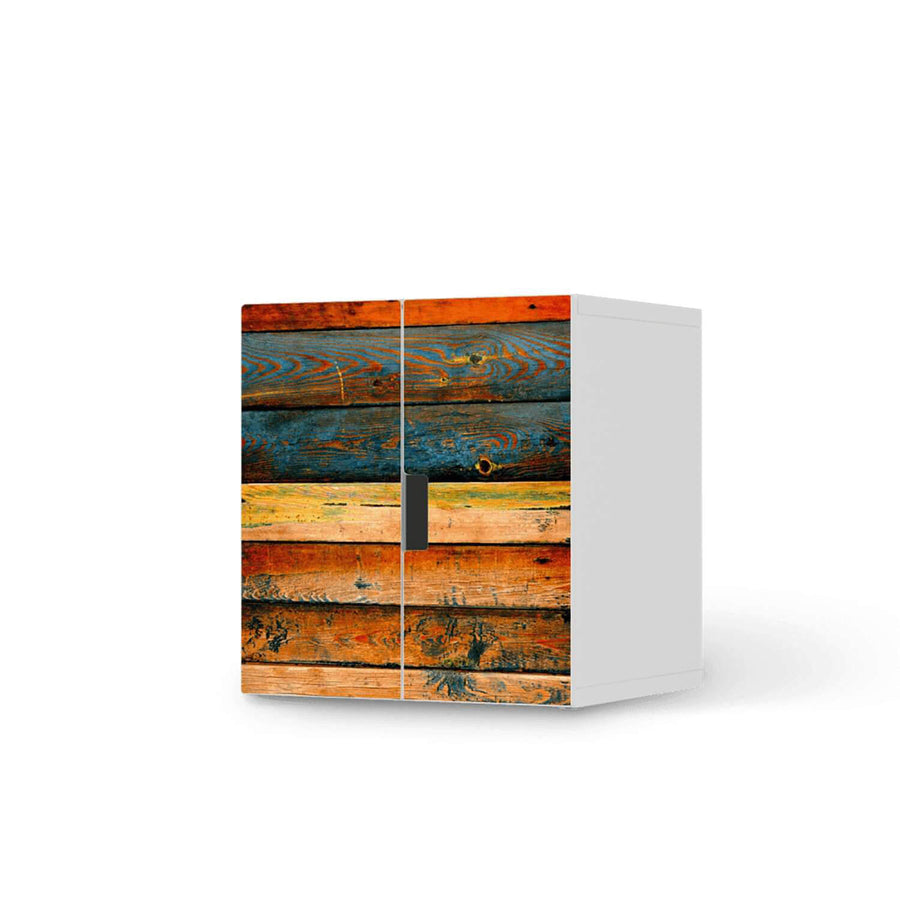 Selbstklebende Folie Wooden - IKEA Stuva Schrank - 2 kleine Türen  - weiss