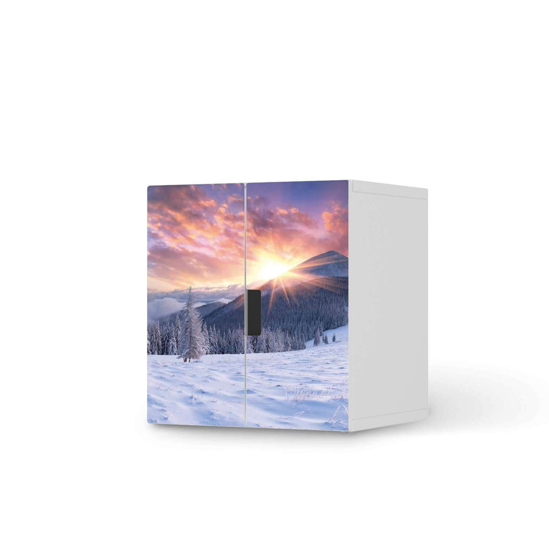 Selbstklebende Folie Zauberhafte Winterlandschaft - IKEA Stuva Schrank - 2 kleine Türen  - weiss