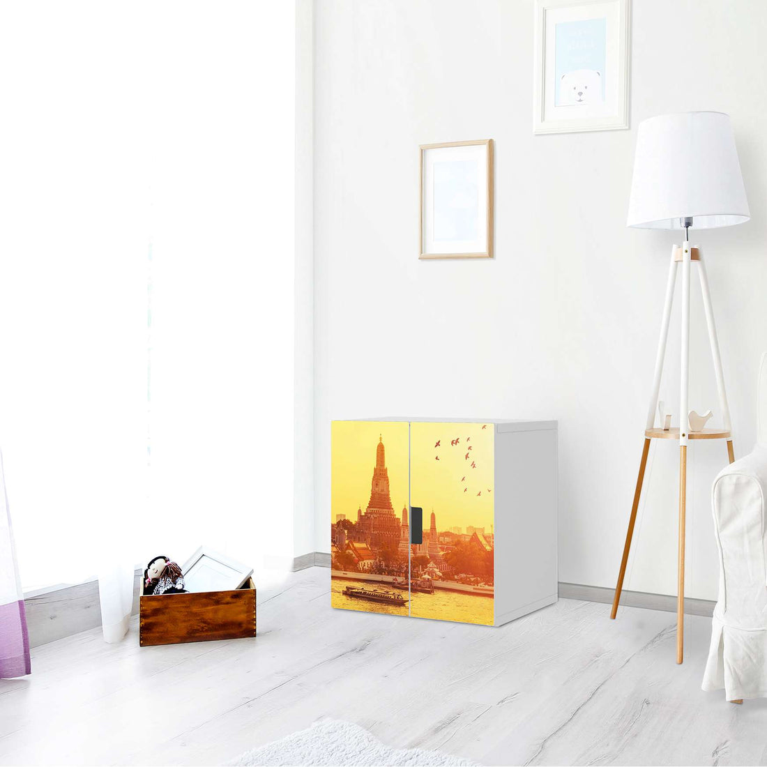 Selbstklebende Folie Bangkok Sunset - IKEA Stuva Schrank - 2 kleine Türen - Wohnzimmer