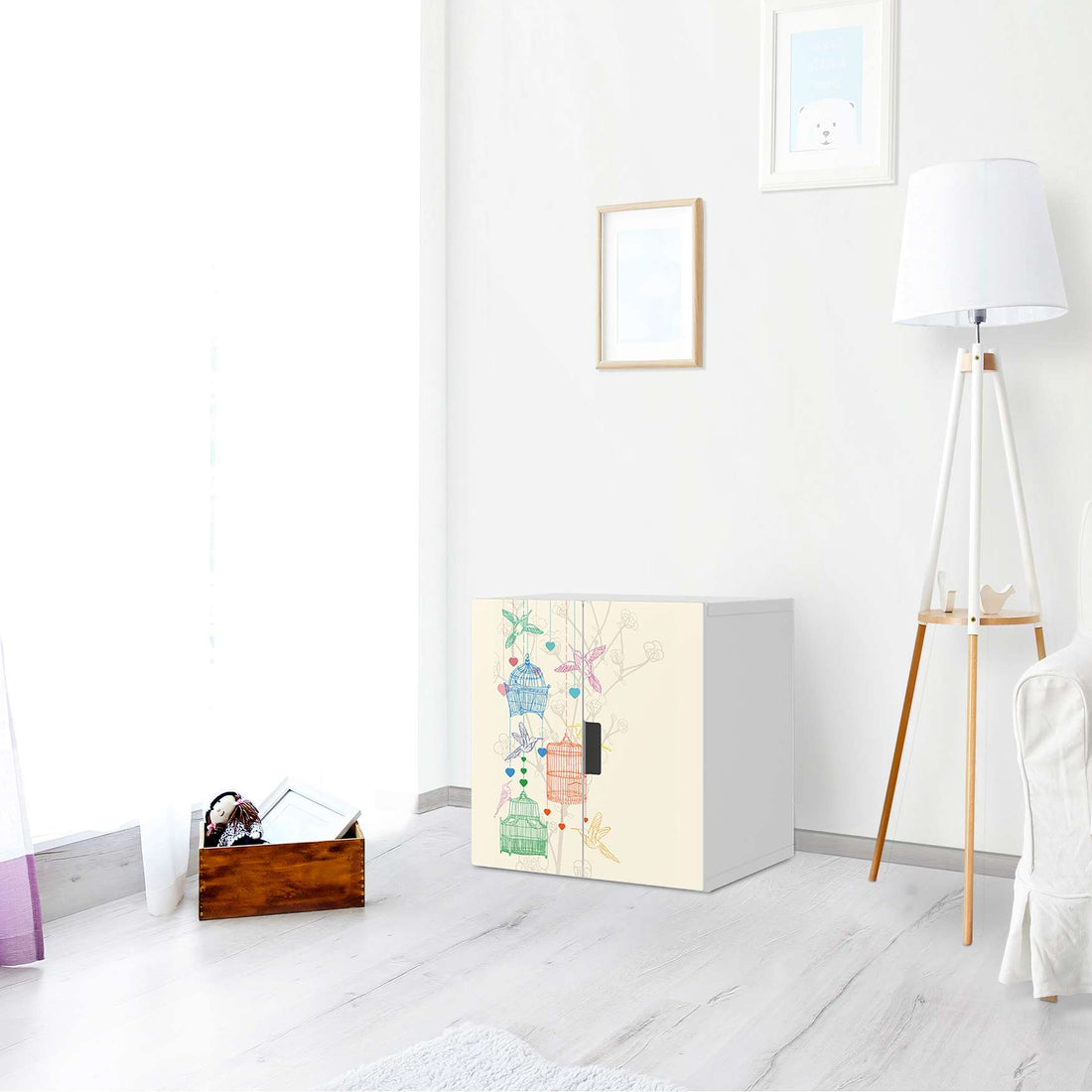Selbstklebende Folie Birdcage - IKEA Stuva Schrank - 2 kleine Türen - Wohnzimmer