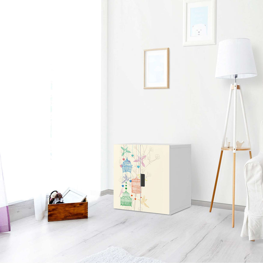 Selbstklebende Folie Birdcage - IKEA Stuva Schrank - 2 kleine Türen - Wohnzimmer