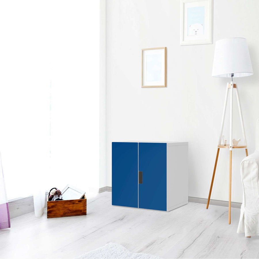 Selbstklebende Folie Blau Dark - IKEA Stuva Schrank - 2 kleine Türen - Wohnzimmer