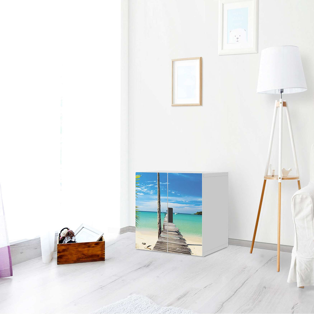 Selbstklebende Folie Blue Water - IKEA Stuva Schrank - 2 kleine Türen - Wohnzimmer