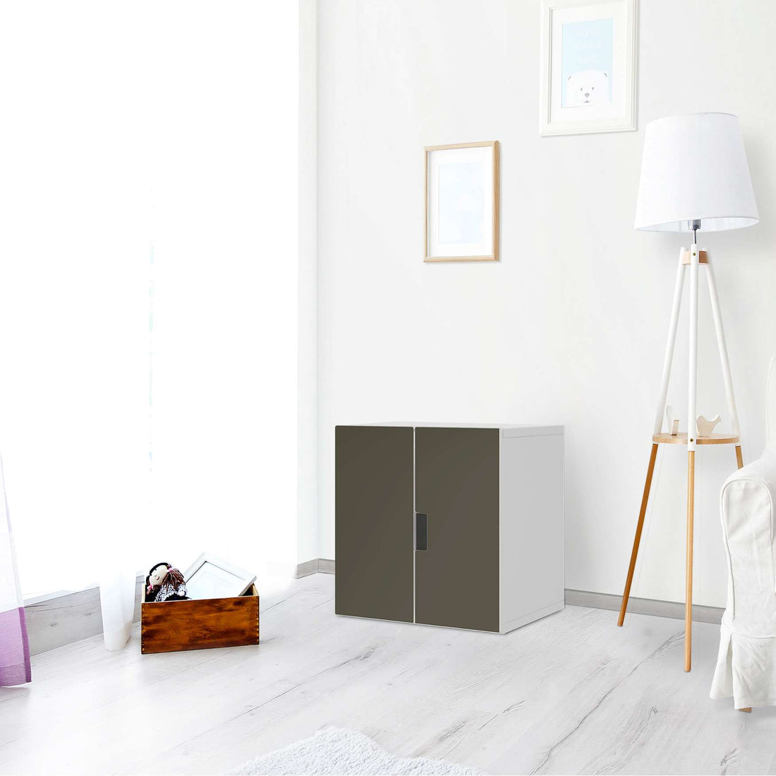 Selbstklebende Folie Braungrau Dark - IKEA Stuva Schrank - 2 kleine Türen - Wohnzimmer