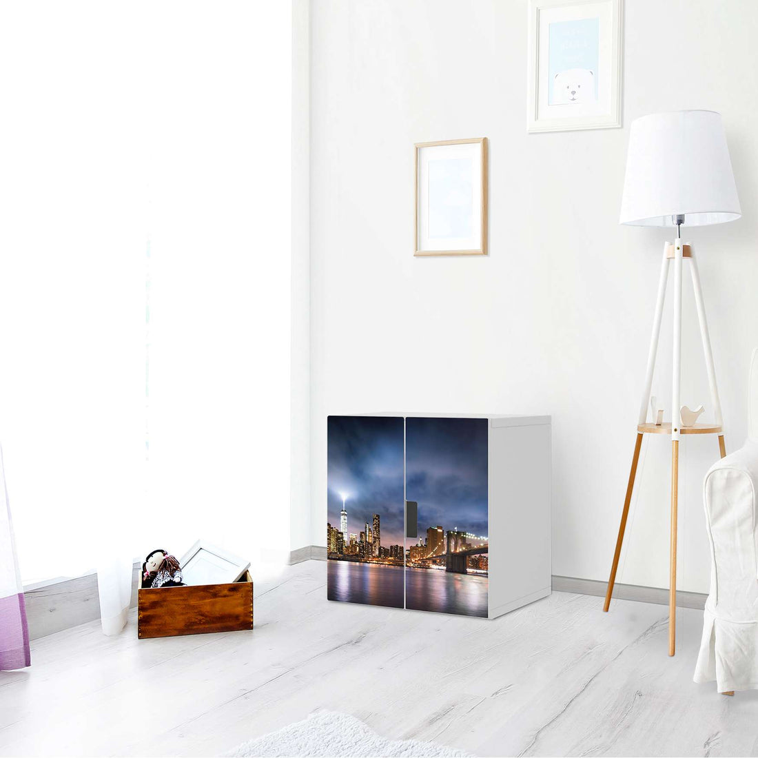 Selbstklebende Folie Brooklyn Bridge - IKEA Stuva Schrank - 2 kleine Türen - Wohnzimmer