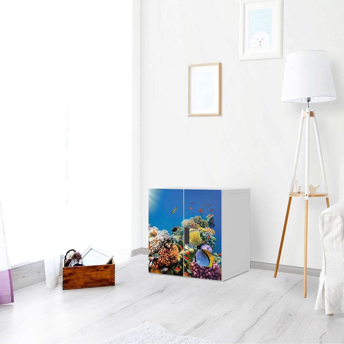 Selbstklebende Folie Coral Reef - IKEA Stuva Schrank - 2 kleine Türen - Wohnzimmer