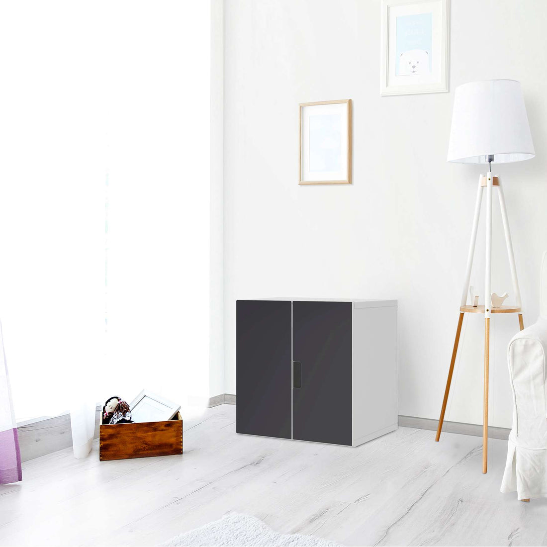 Selbstklebende Folie Grau Dark - IKEA Stuva Schrank - 2 kleine Türen - Wohnzimmer