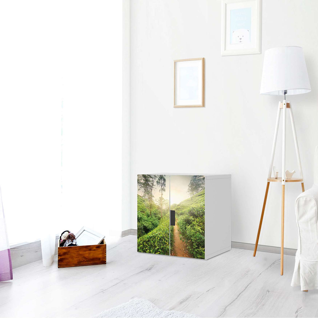 Selbstklebende Folie Green Tea Fields - IKEA Stuva Schrank - 2 kleine Türen - Wohnzimmer