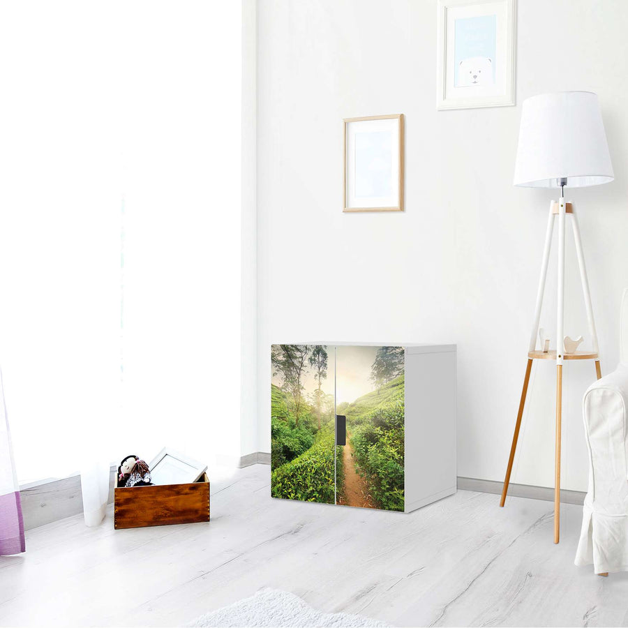 Selbstklebende Folie Green Tea Fields - IKEA Stuva Schrank - 2 kleine Türen - Wohnzimmer