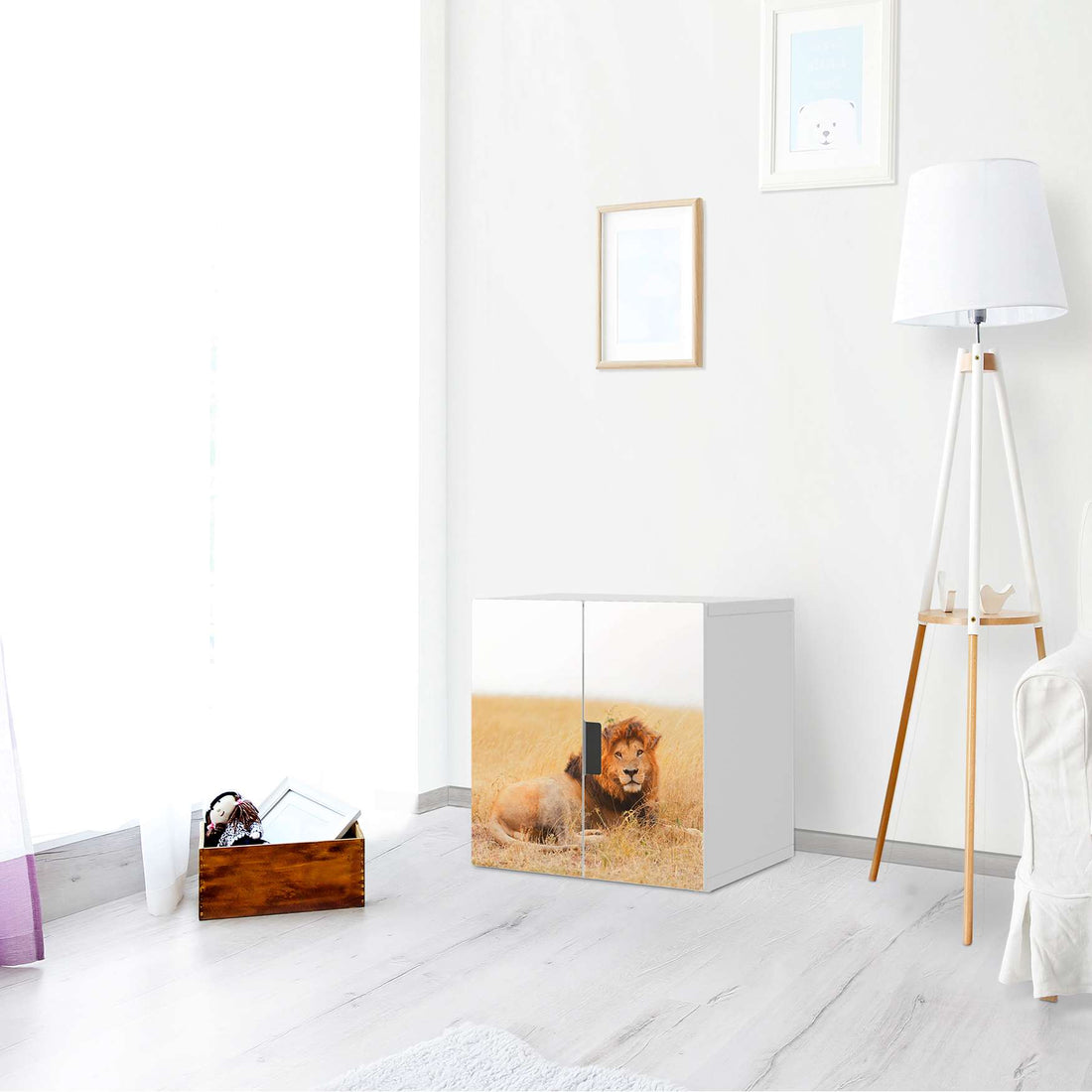 Selbstklebende Folie Lion King - IKEA Stuva Schrank - 2 kleine Türen - Wohnzimmer