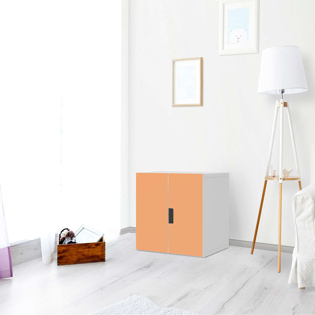 Selbstklebende Folie Orange Light - IKEA Stuva Schrank - 2 kleine Türen - Wohnzimmer