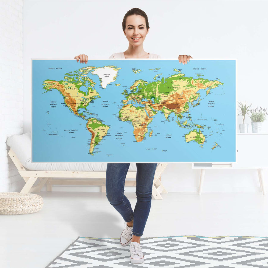 Tischfolie Geografische Weltkarte - Tisch 160x80 cm - Folie