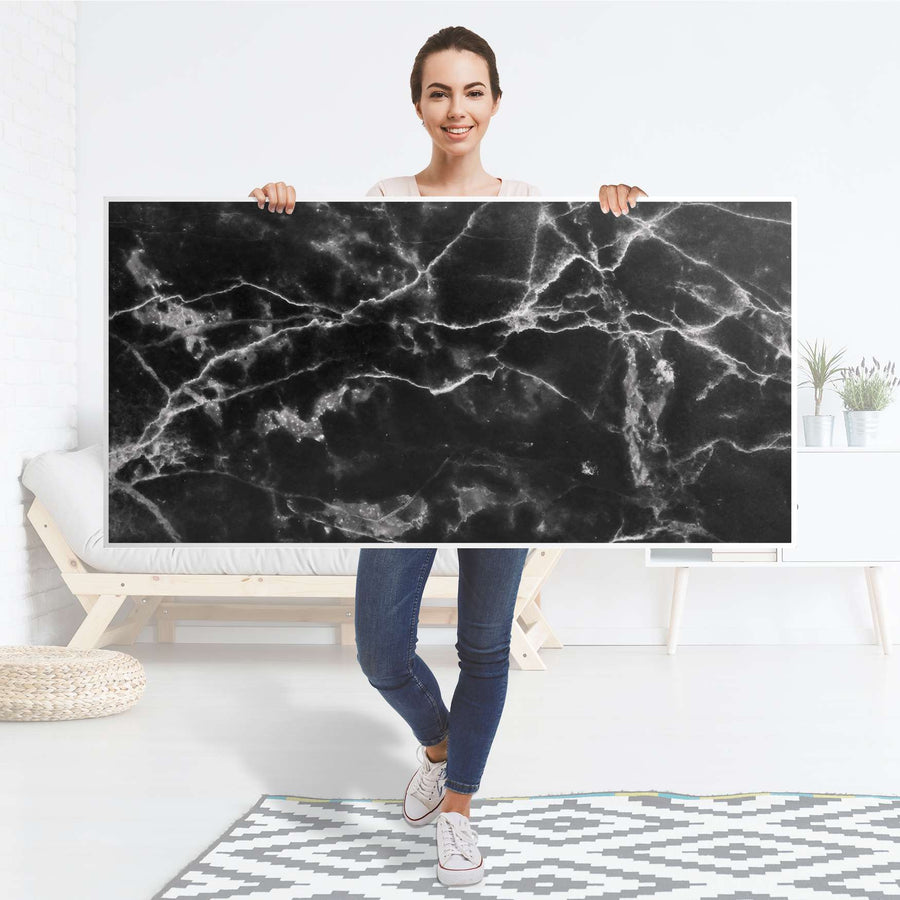Tischfolie Marmor schwarz - Tisch 160x80 cm - Folie