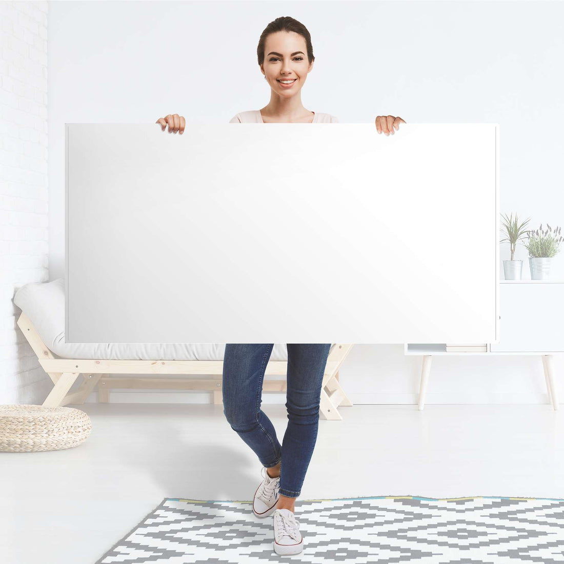 Tischfolie Weiß - Tisch 160x80 cm - Folie