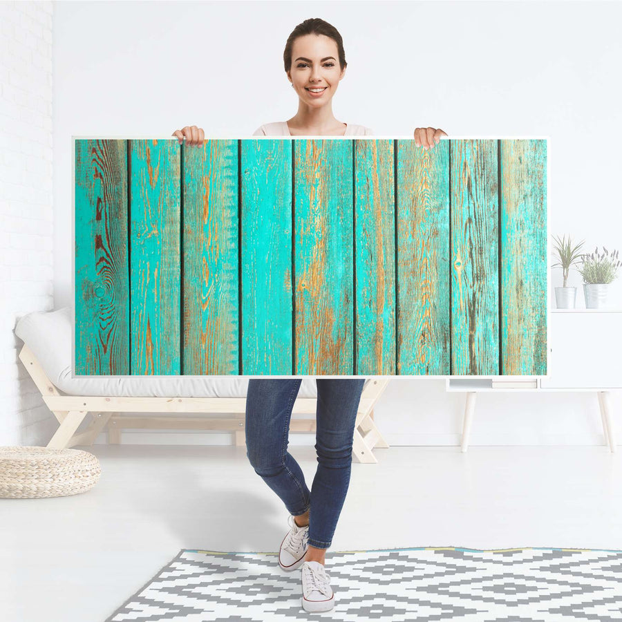 Tischfolie Wooden Aqua - Tisch 160x80 cm - Folie