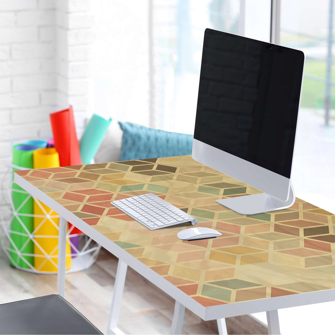 Tischfolie 3D Retro - Tisch 160x80 cm - Schreibtisch