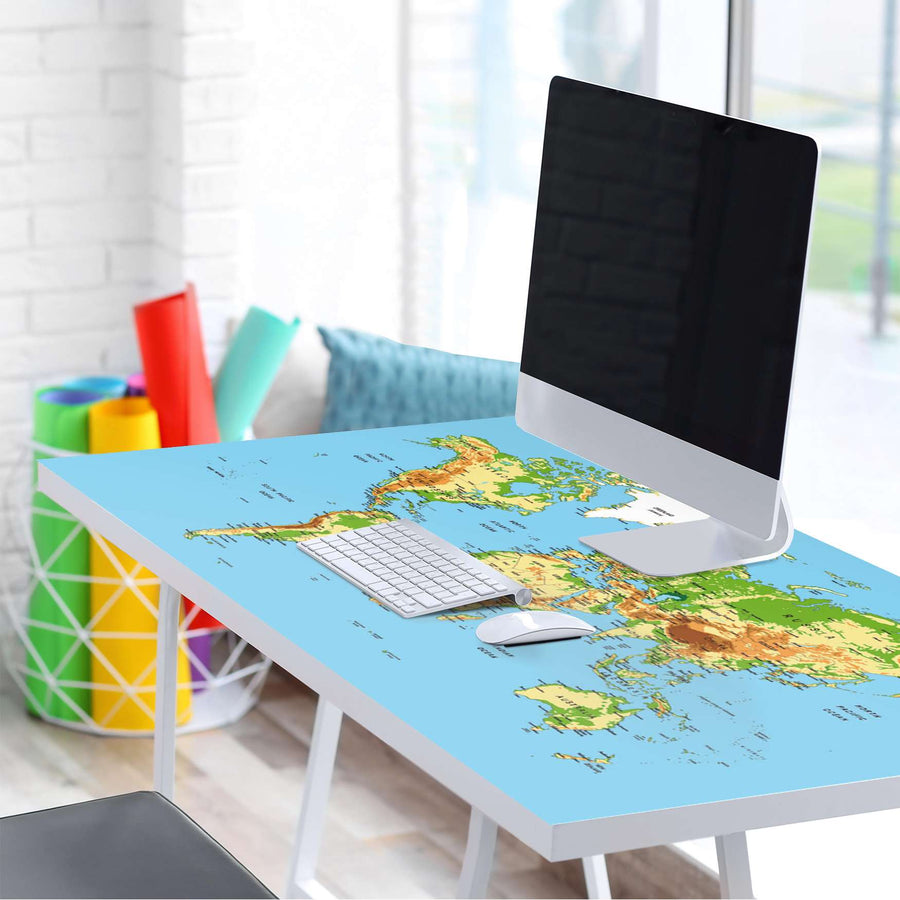 Tischfolie Geografische Weltkarte - Tisch 160x80 cm - Schreibtisch