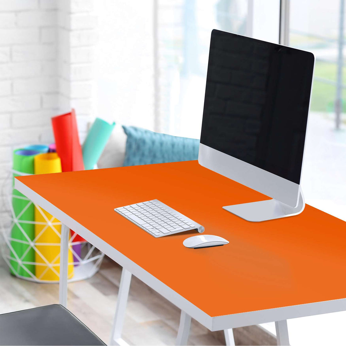 Tischfolie Orange Dark - Tisch 160x80 cm - Schreibtisch