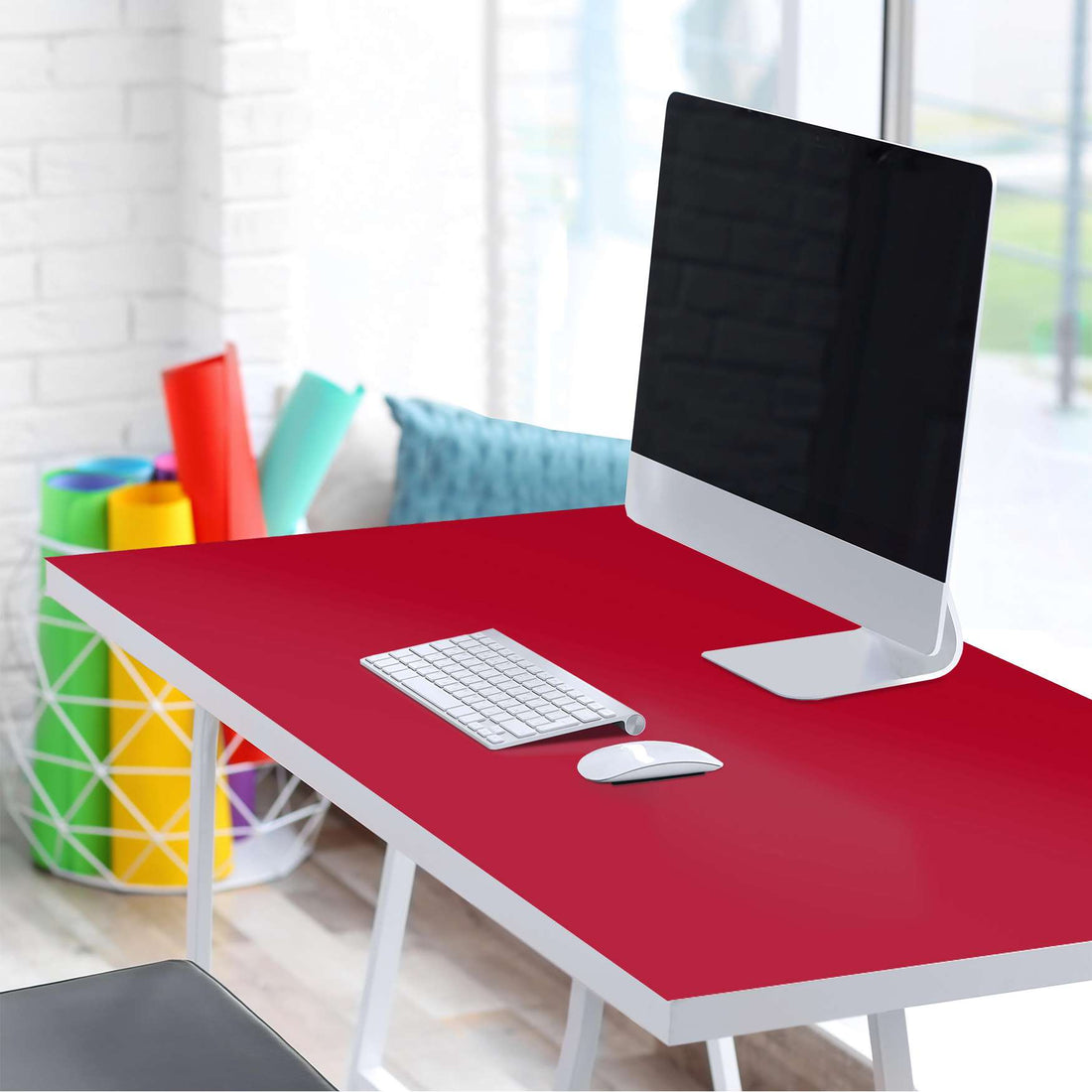 Tischfolie Rot Dark - Tisch 160x80 cm - Schreibtisch