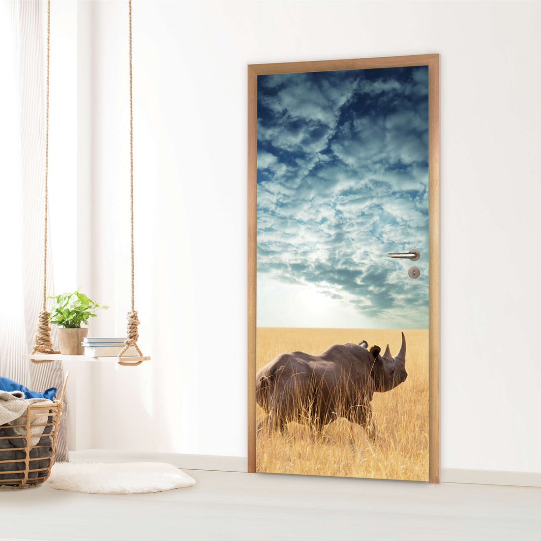 Türfolie Kinderzimmer - Rhino (Innen-/Außenfläche)