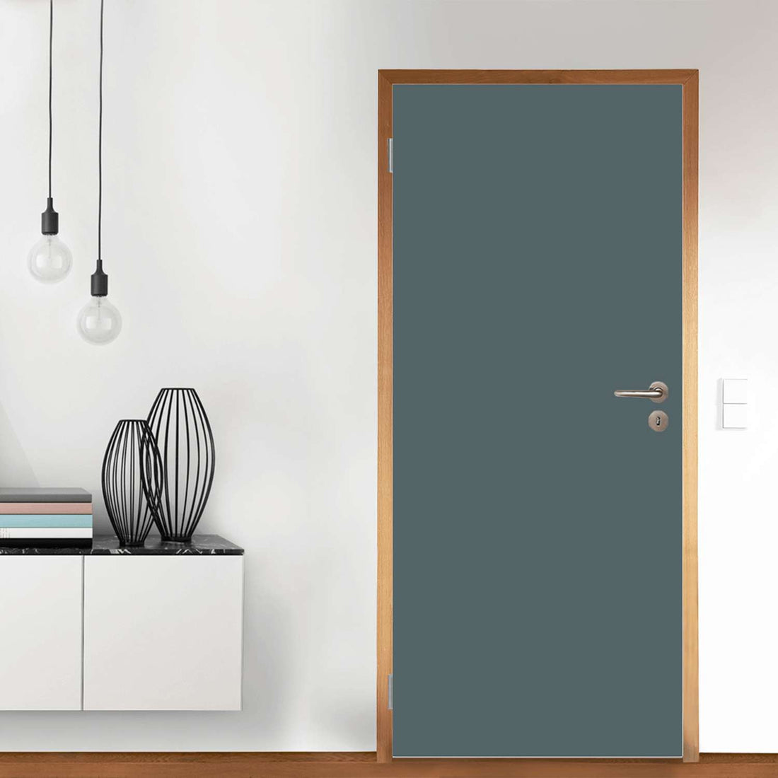 Türfolie Blaugrau Light - Wohnzimmer (Innen-/Außenfläche)