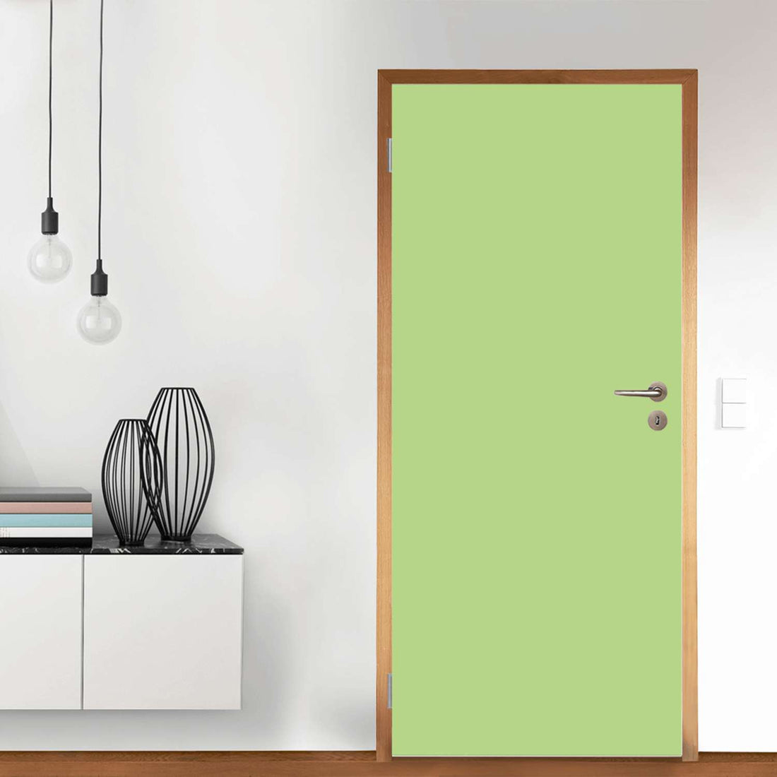 Türfolie Hellgrün Light - Wohnzimmer (Innen-/Außenfläche)