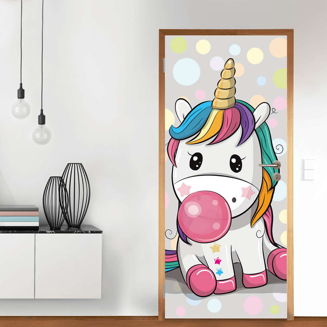 Türfolie Rainbow das Einhorn - Wohnzimmer (Innen-/Außenfläche)