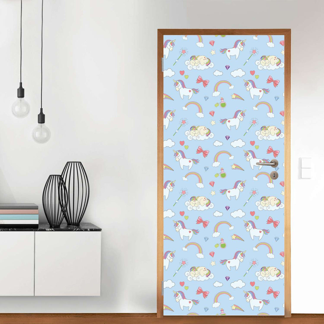 Türfolie Rainbow Unicorn - Wohnzimmer (Innen-/Außenfläche)