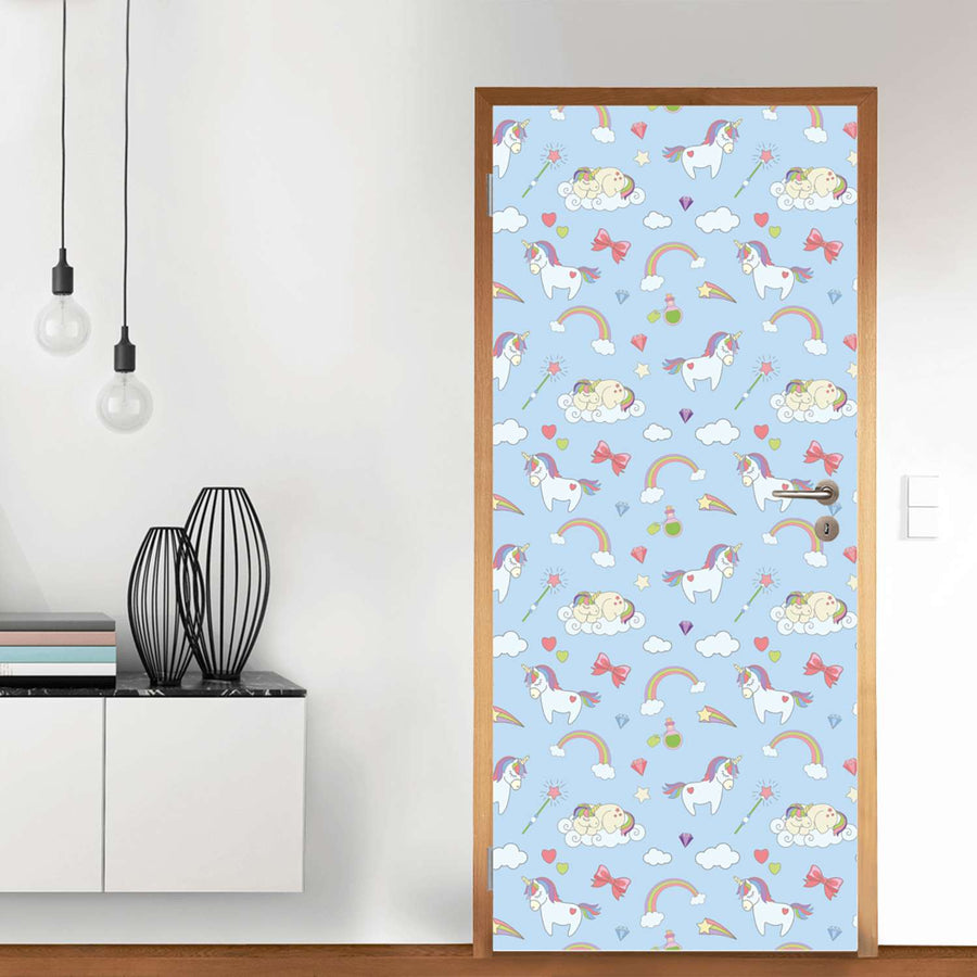 Türfolie Rainbow Unicorn - Wohnzimmer (Innen-/Außenfläche)