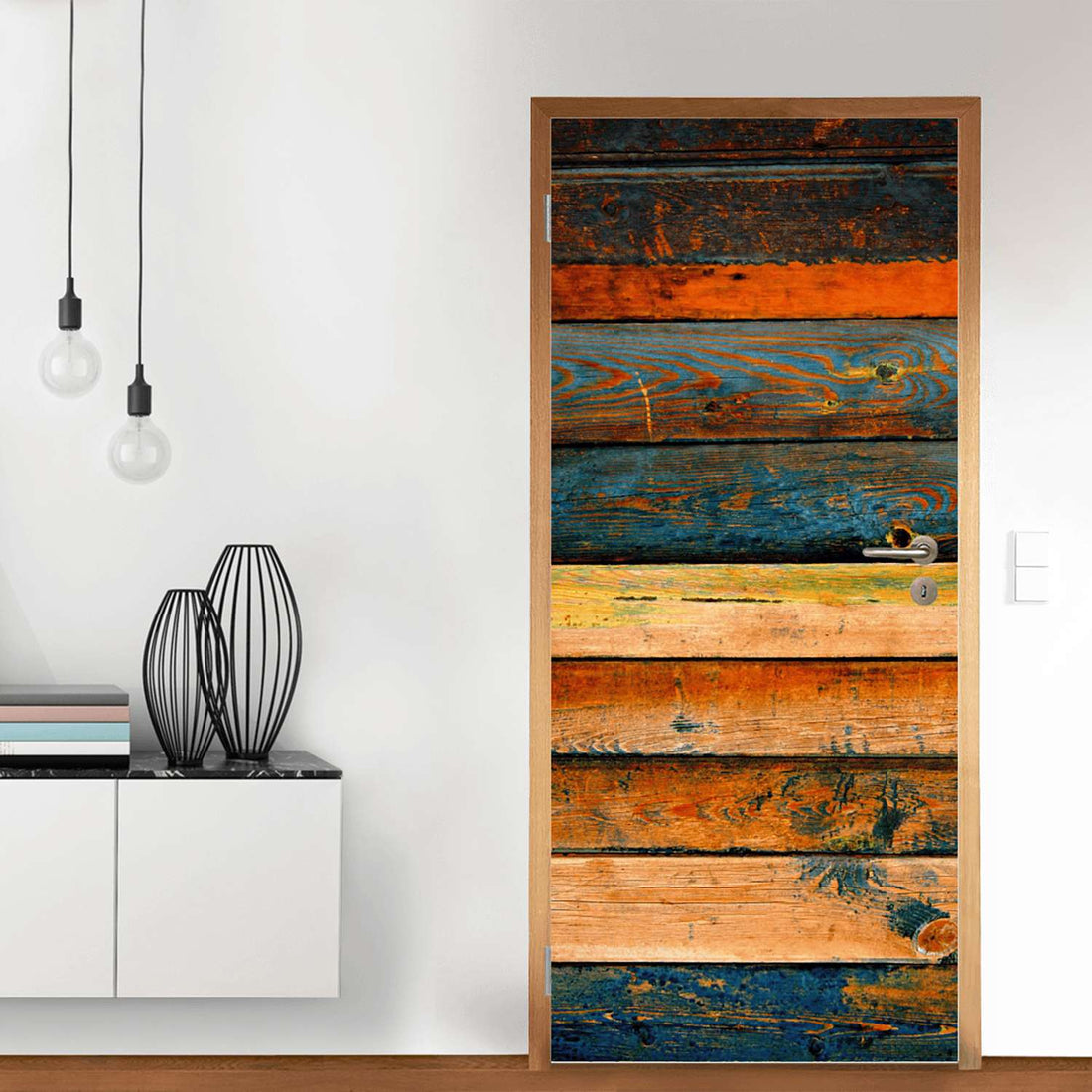 Türfolie Wooden - Wohnzimmer (Innen-/Außenfläche)