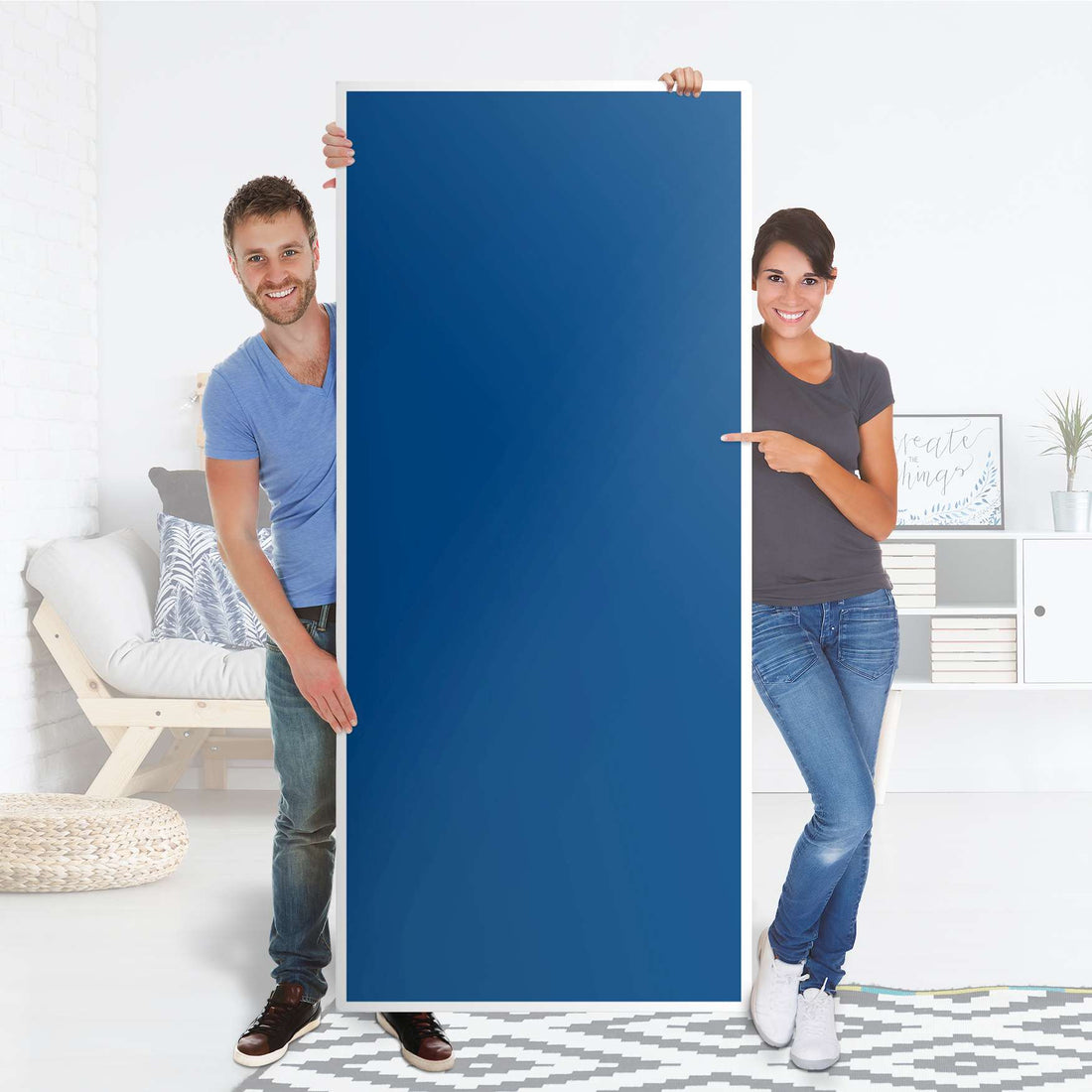 Selbstklebende Türfolie - Blau Dark (Innen-/Außenfläche)
