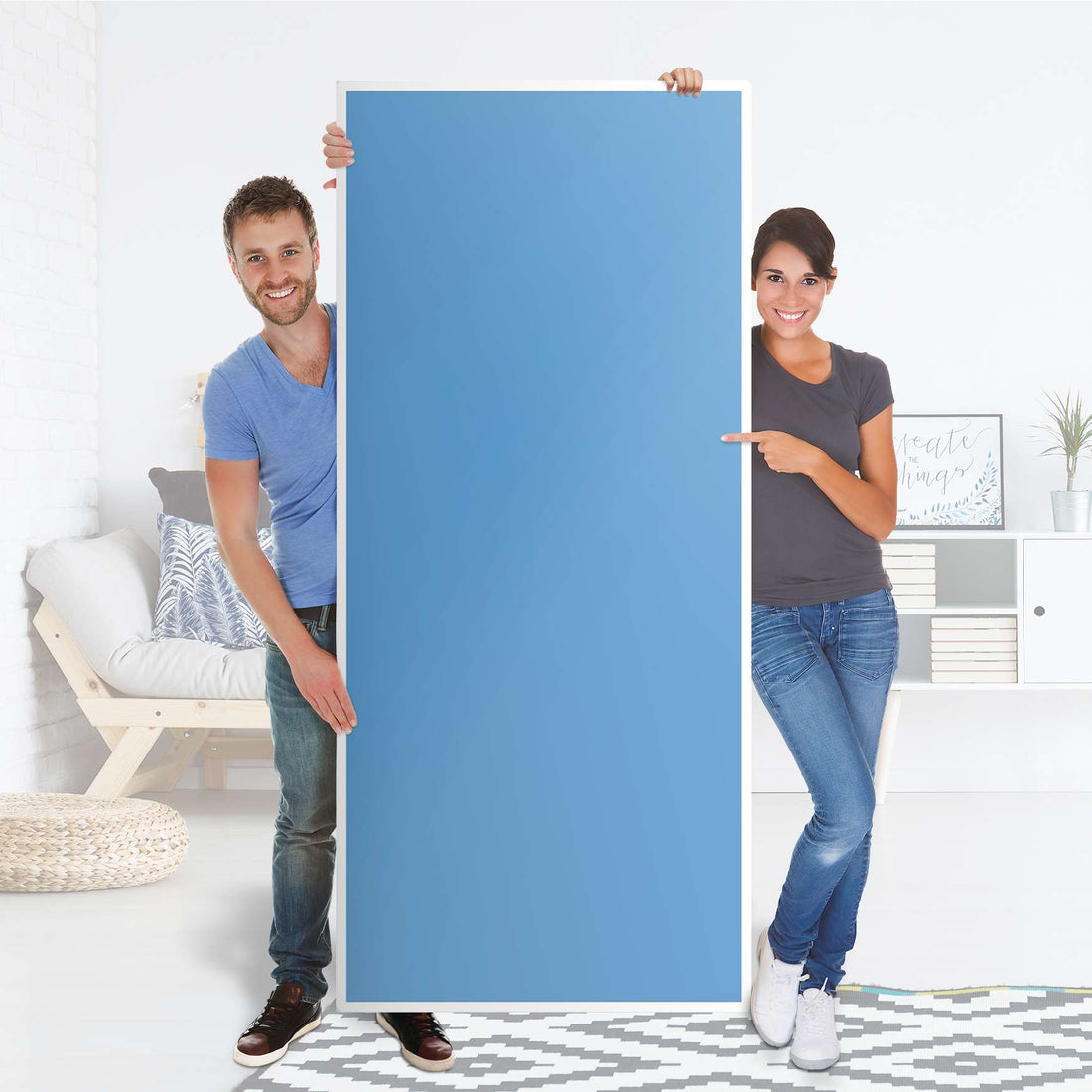 Selbstklebende Türfolie - Blau Light (Innen-/Außenfläche)