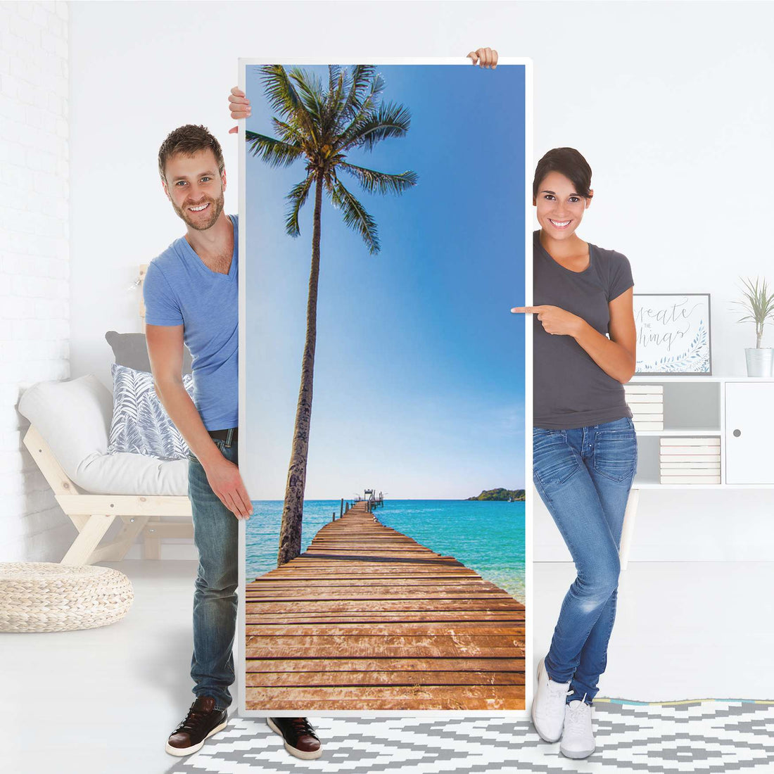 Selbstklebende Türfolie - Caribbean (Innen-/Außenfläche)