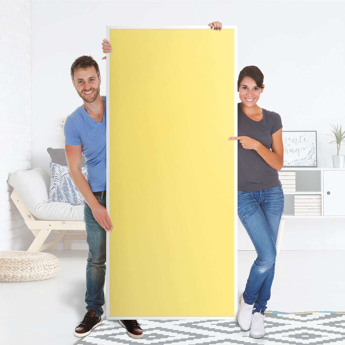 Selbstklebende Türfolie - Gelb Light (Innen-/Außenfläche)