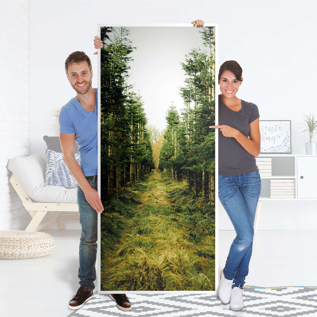 Selbstklebende Türfolie - Green Alley (Innen-/Außenfläche)