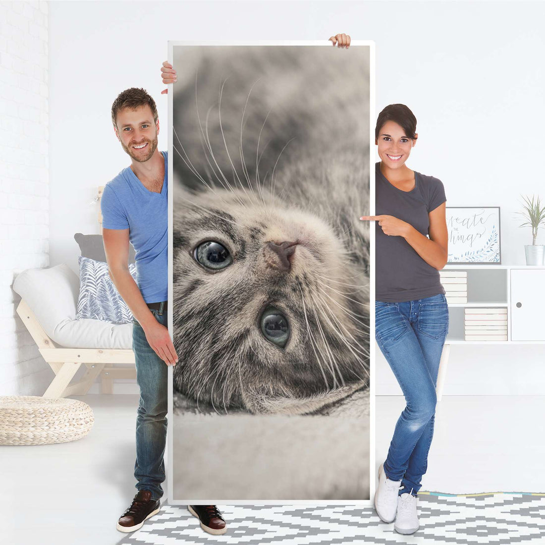 Selbstklebende Türfolie - Kitty the Cat (Innen-/Außenfläche)