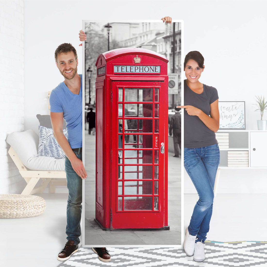 Selbstklebende Türfolie - Phone Box (Innen-/Außenfläche)