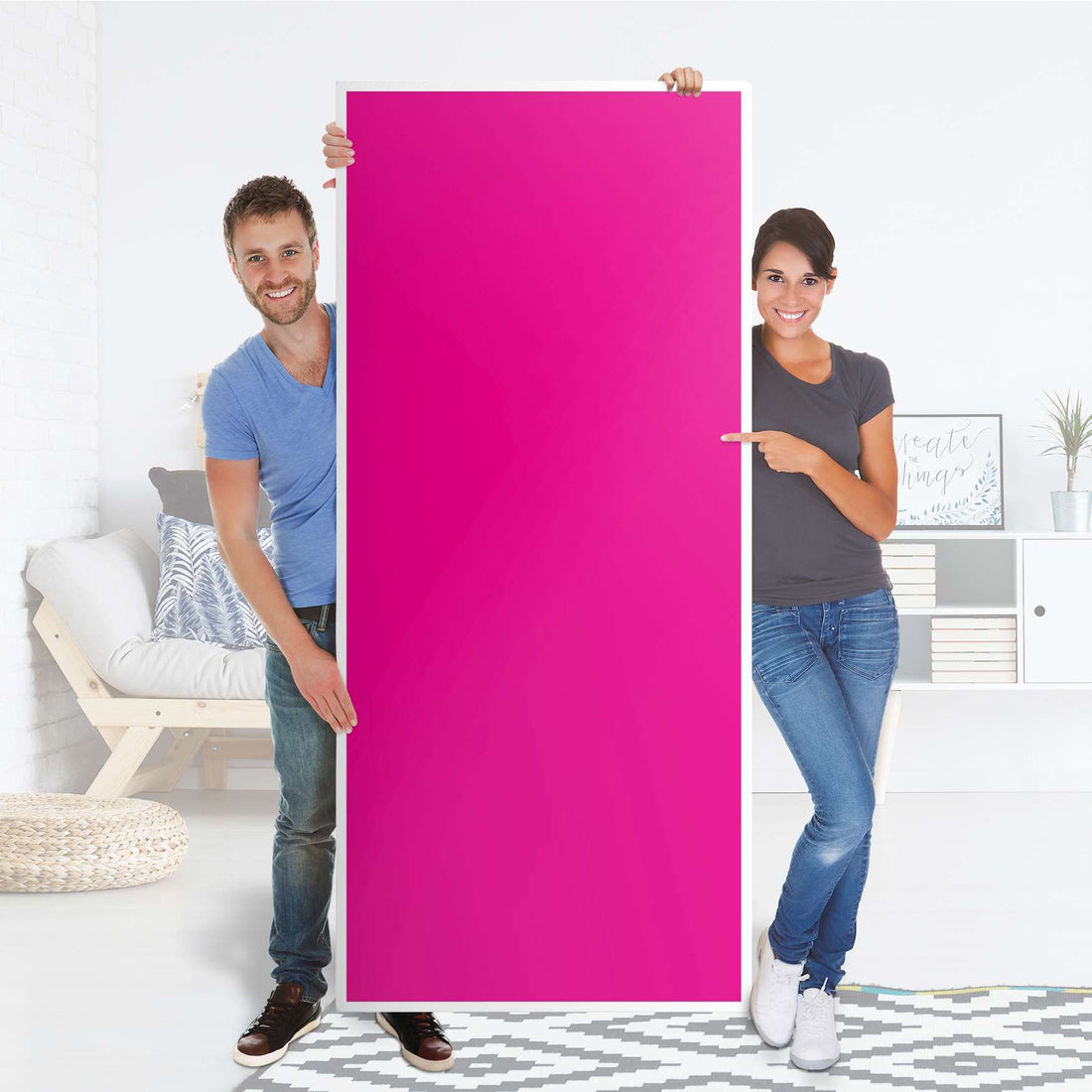 Selbstklebende Türfolie - Pink Dark (Innen-/Außenfläche)
