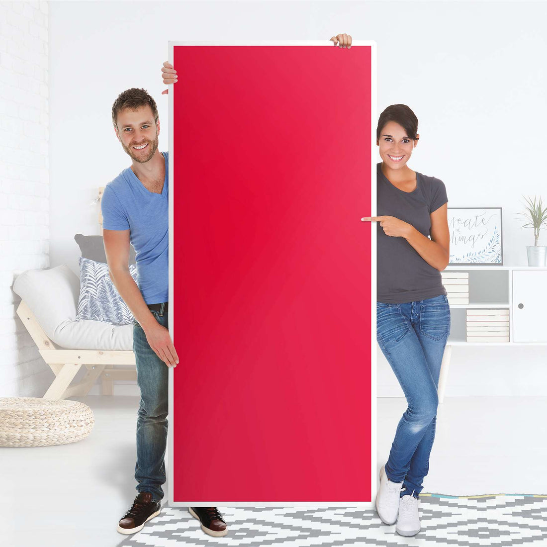 Selbstklebende Türfolie - Rot Light (Innen-/Außenfläche)